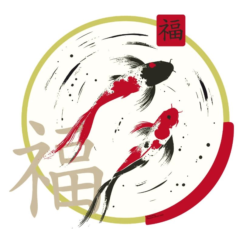 Koi Zen Moon Circle Prosperity