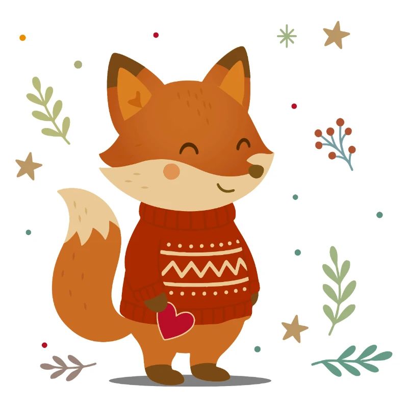 Süßer Fuchs im Pullover mit Herz