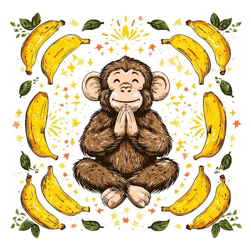 Grateful monkey with banana ring