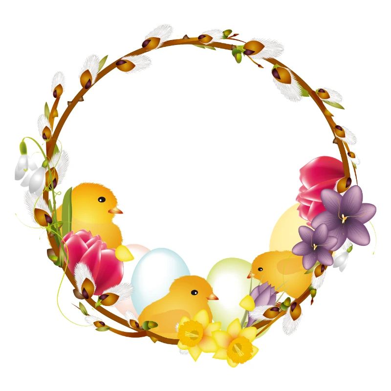 Spring wreath with chick Easter and spring motif