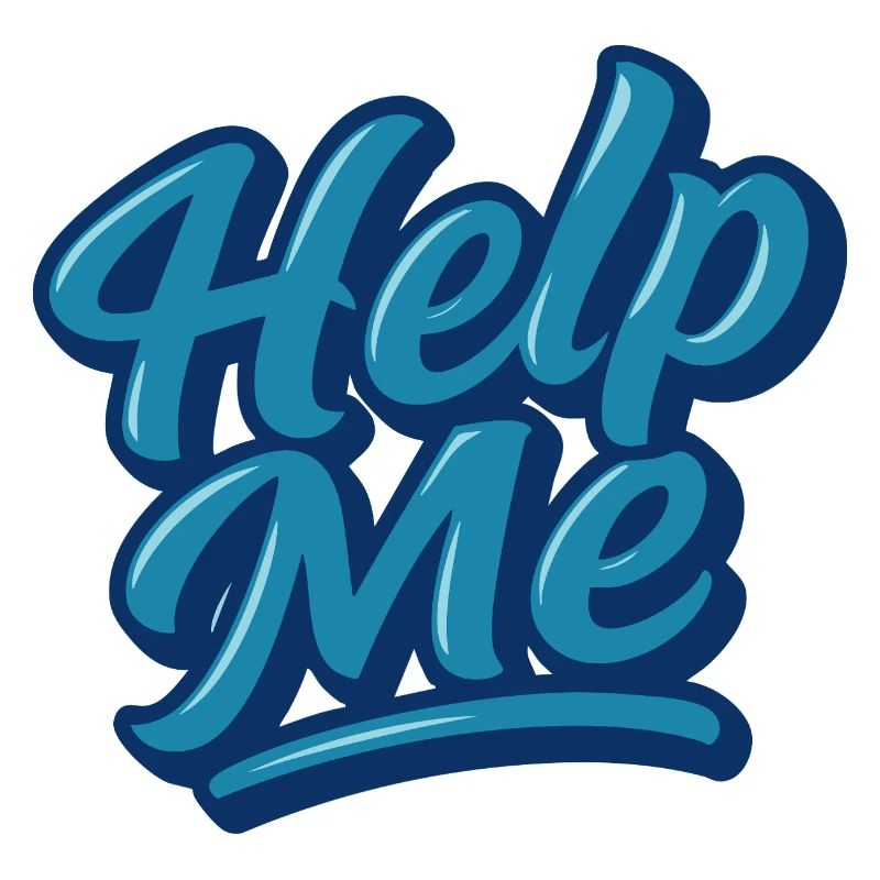 Help Me Blue Script Logo