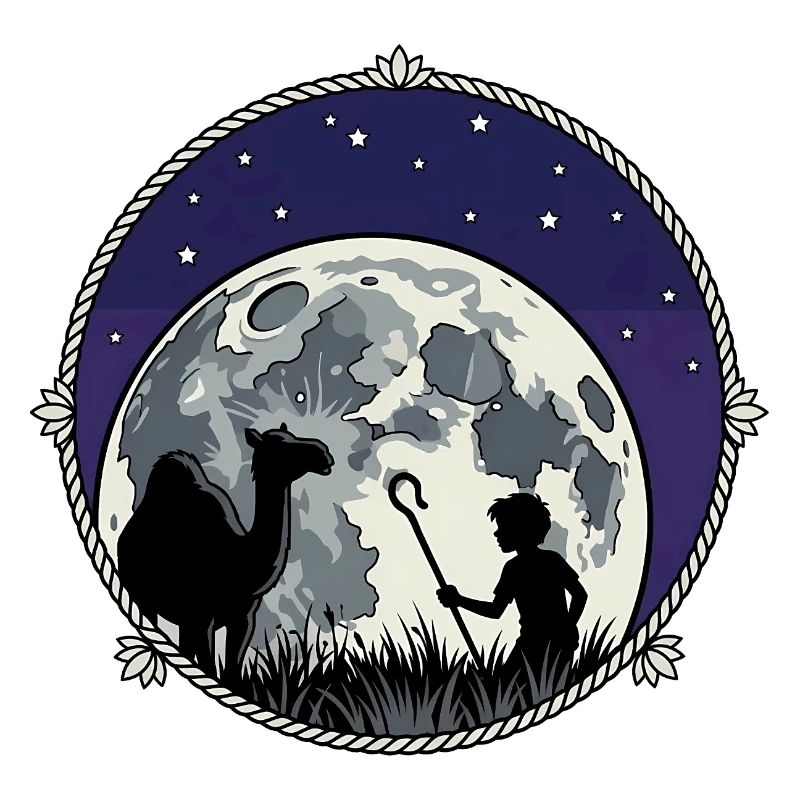Moonlit Night Shepherd and Camel