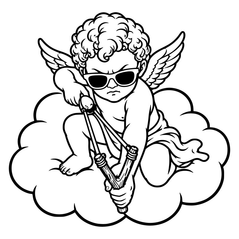 Wütender Cherub mit Steinschleuder