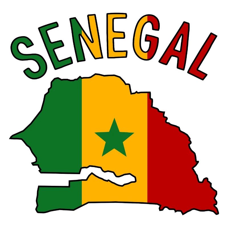 Senegal Flag Map Silhouette