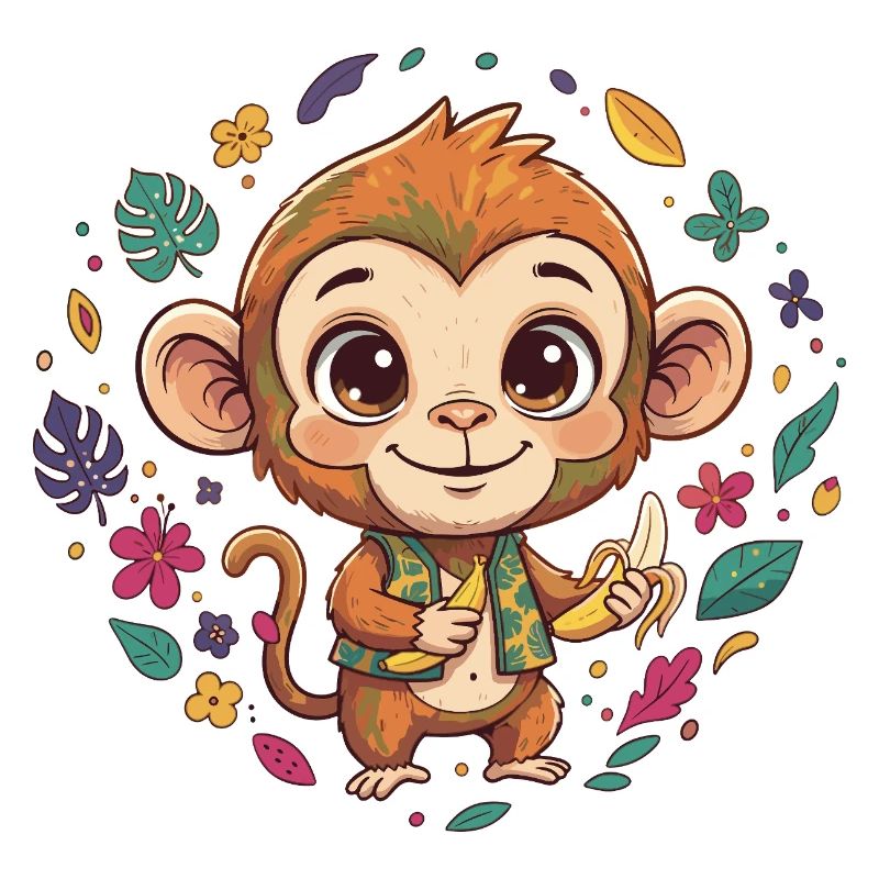 Tropical monkey with banana