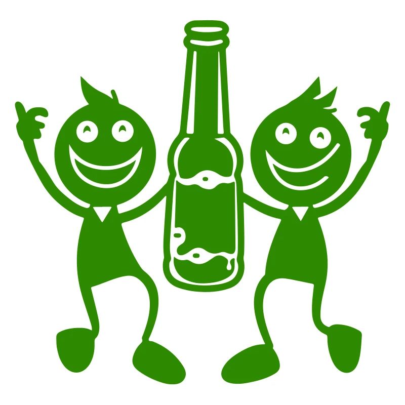 Green duo with beer bottle