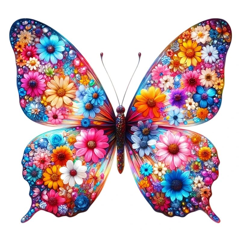 Papillon décoré de fleurs