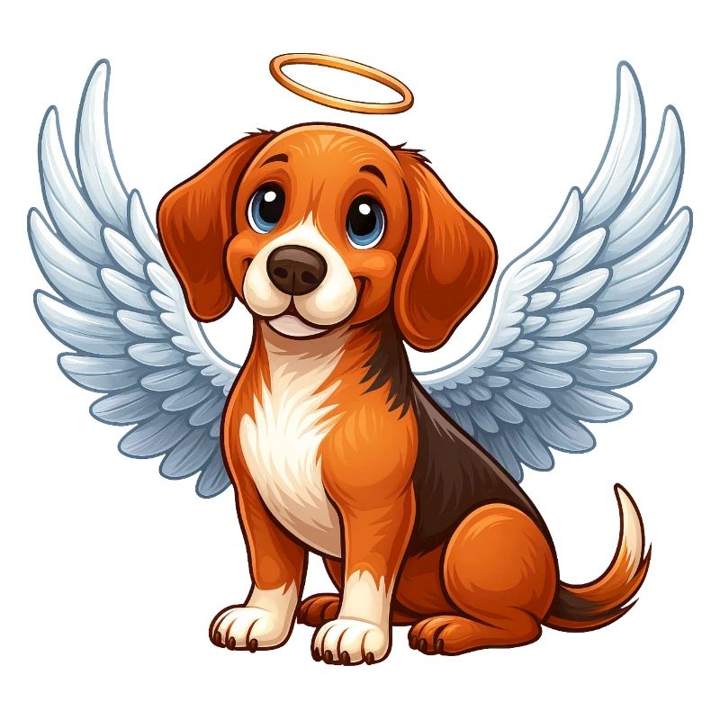 Ange de dessin animé Beagle mignon avec des ailes saintes