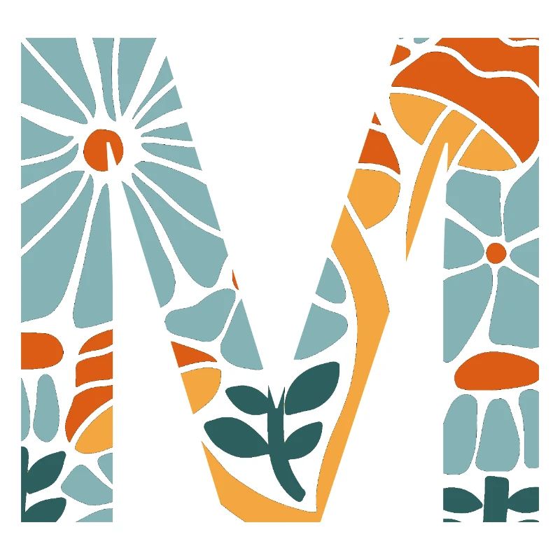 Buchstabe m Blumen groovy Geschenkidee