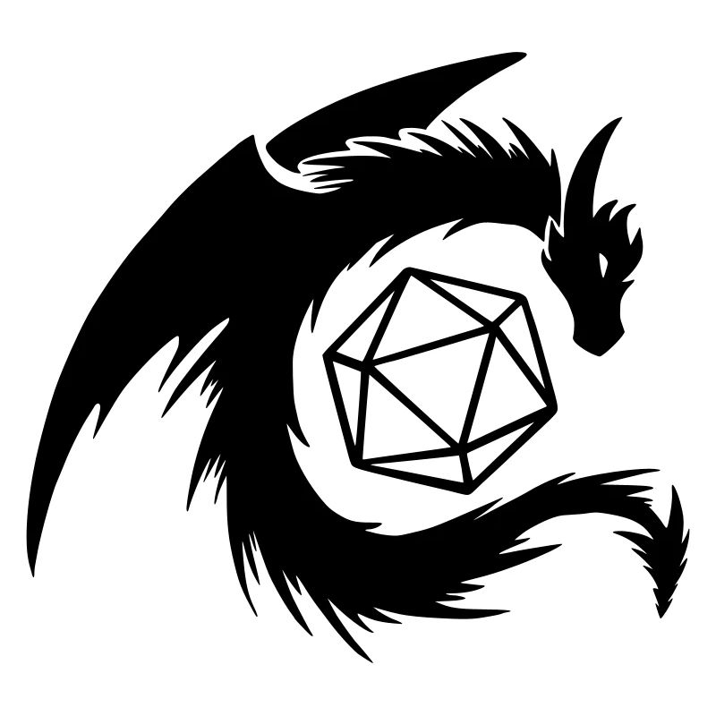 Dragon with D20 Dice