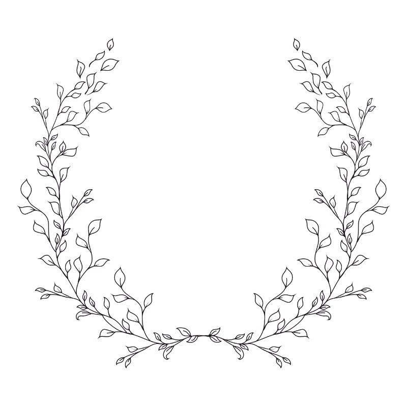delicately drawn branches as half wreath