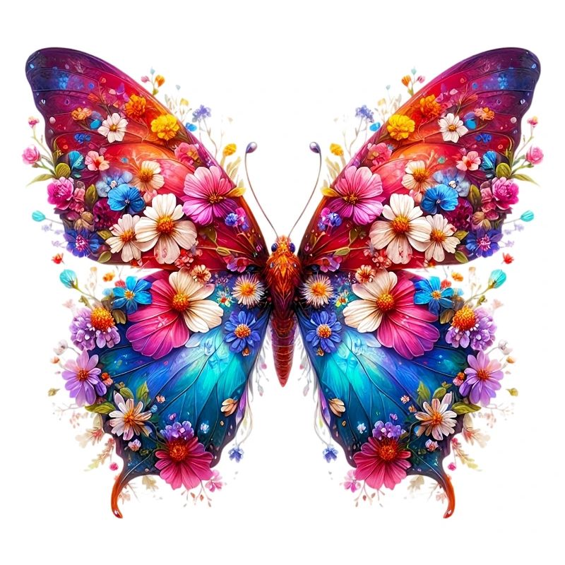 Papillon décoré de fleurs