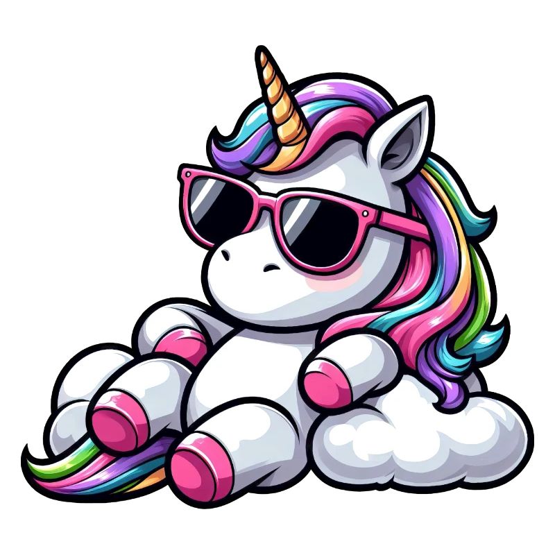 Cool Unicorn Sunglasses Chill Clouds Sky