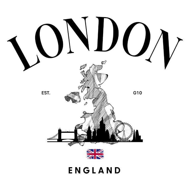 Tiny Union Jack Accent on Black