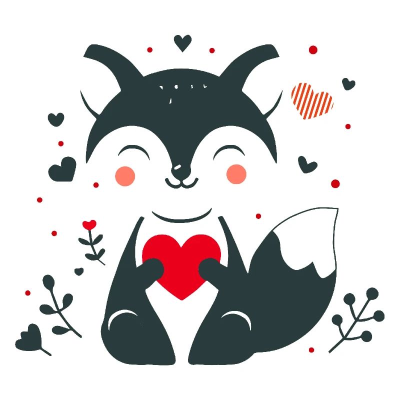 Fox with Heart - Loving Valentine's Moment