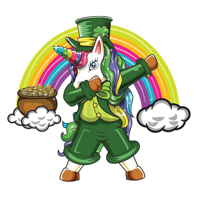 Leprechaun tupft Einhorn-Regenbogen-Glücksdesign