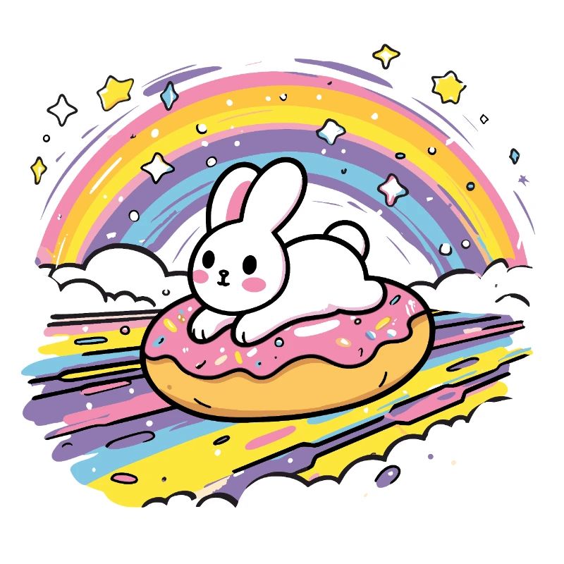 Rabbit on donut rainbow