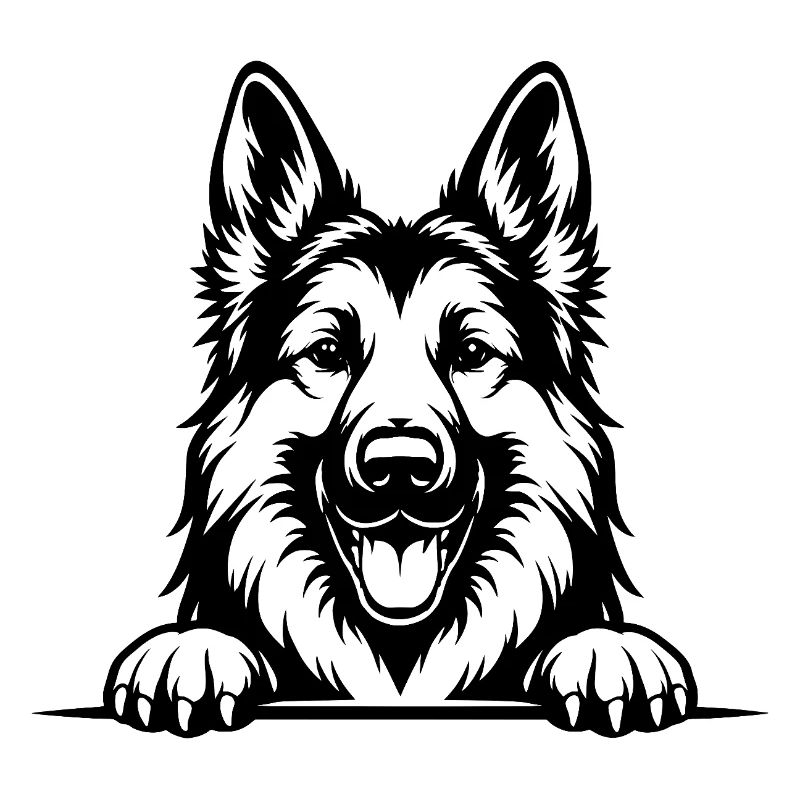 German Shepherd Portrait with Paws