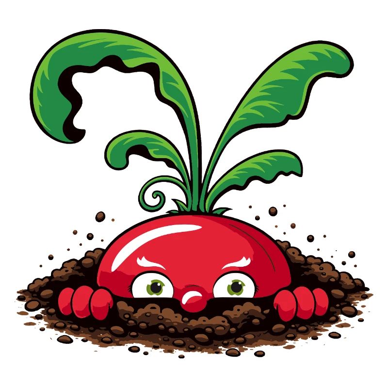 Neugieriges Radieschen aus der Erde 