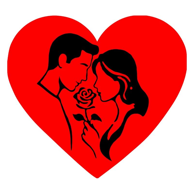 Silhouette de la Saint-Valentin avec le duo de cœurs de rose