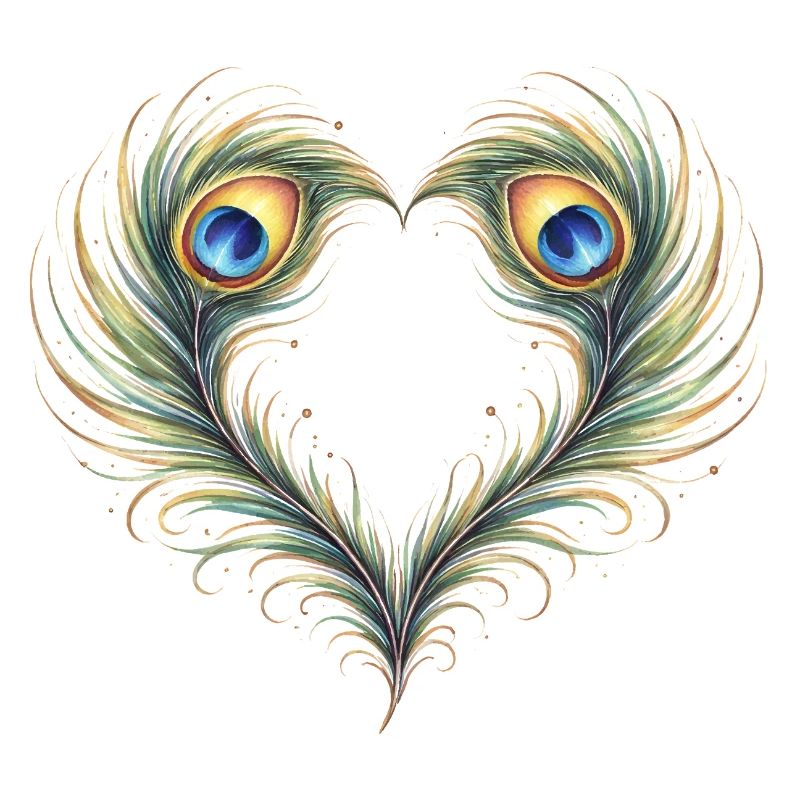 Peacock Feather Heart Ornament Boho Gift