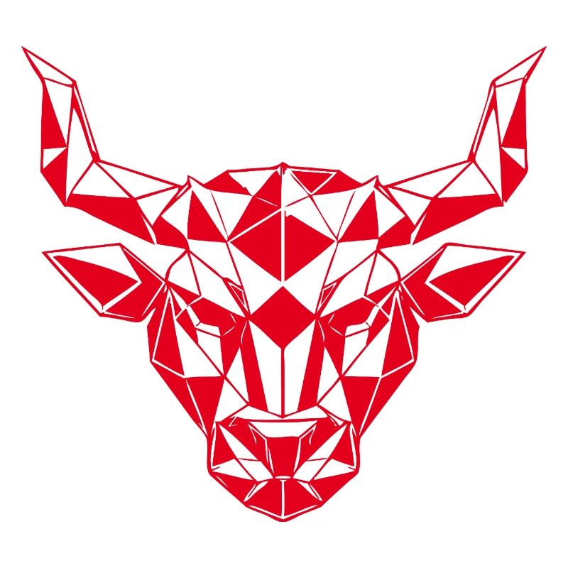 Roter Low-Poly Stierkopf