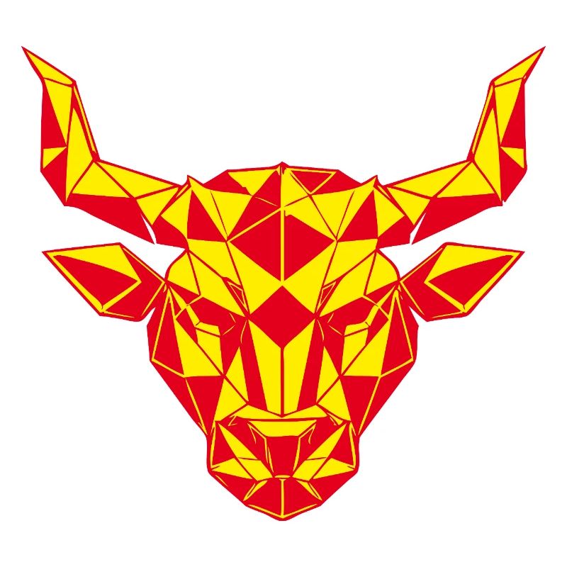 Geometrischer Stierkopf Feuerrot, Sternzeichen 