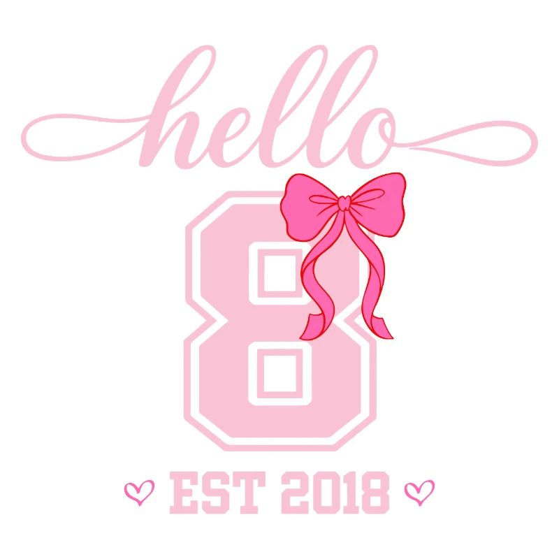 Hello 8 Est 2018 Mädchen Geburtstag Design