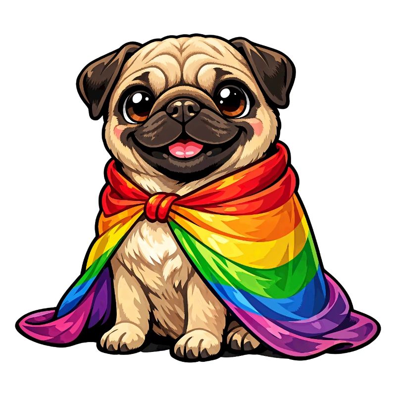 Mops Pride Hund Regenbogen-Umhang LGBTQ