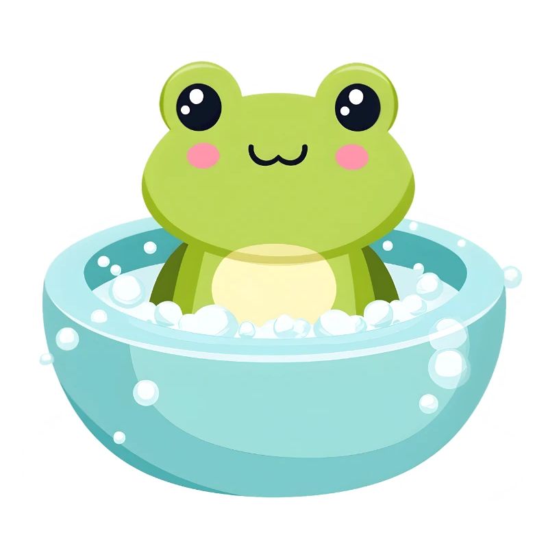 Frog in a bubble bath