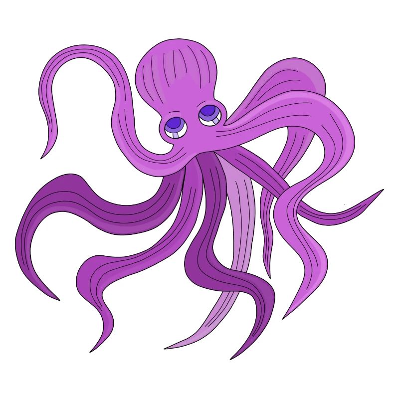 A fluffy octopus swinging tentacles
