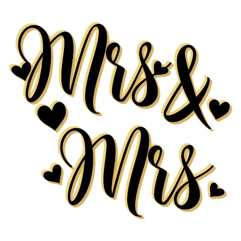 Mrs. and Mrs. in gold script