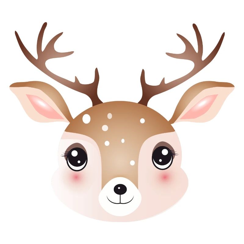 cute deer head in cute comic style