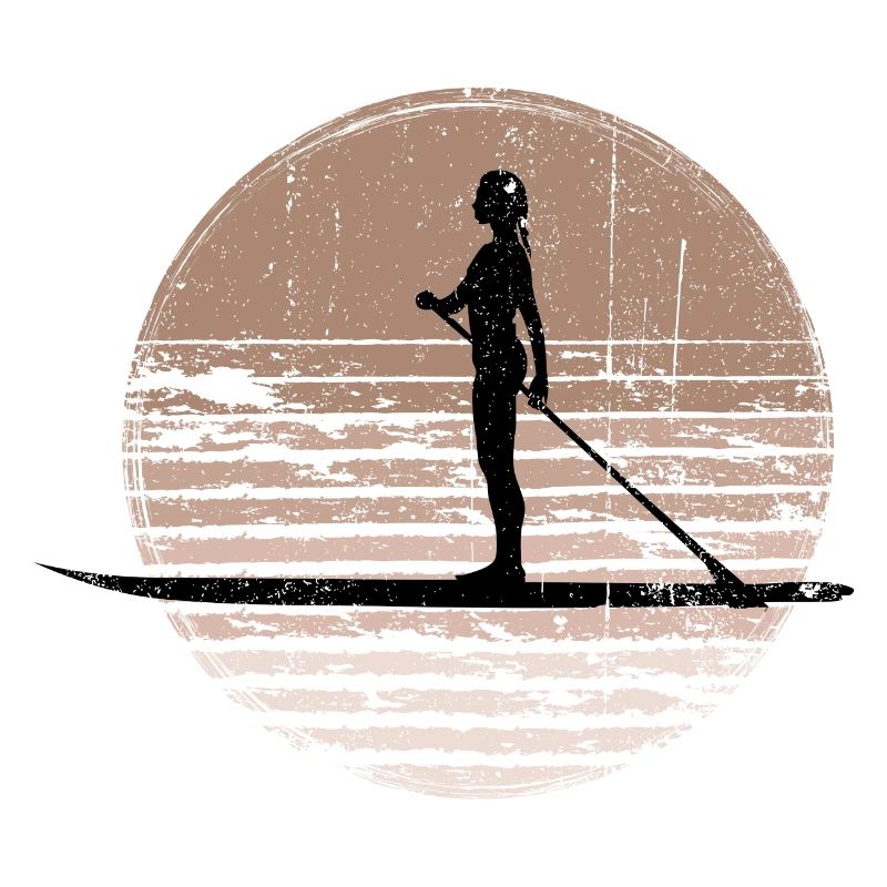 Silhouette du paddleboard au coucher du soleil