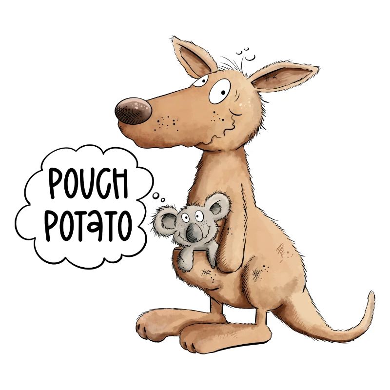 Drolliges Känguru Mit Koala Bär Im Beutel