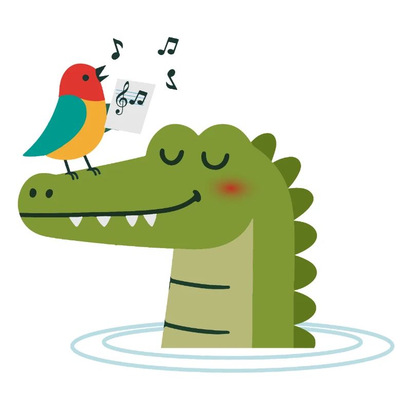 Singing Bird on Crocodile – Animal Harmony