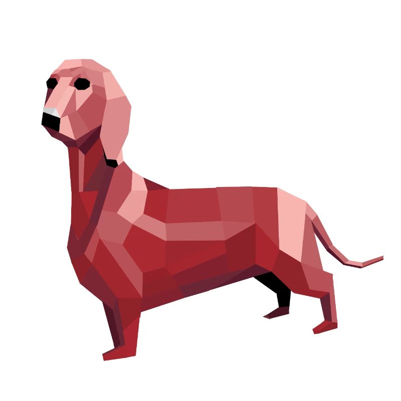 Dackel low poly rot