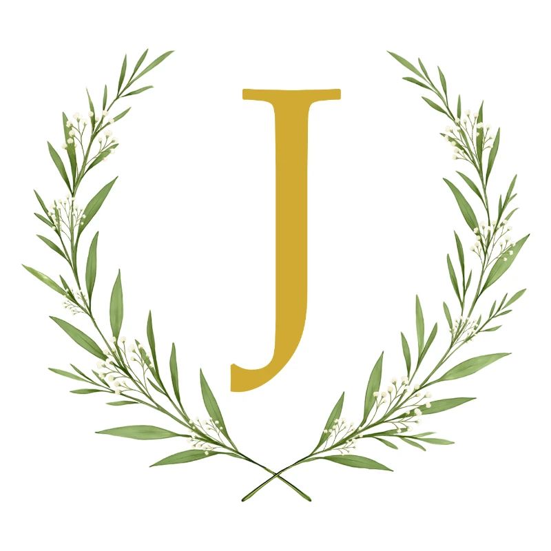 J Monogram, Eucalyptus Wreath, Personalizable
