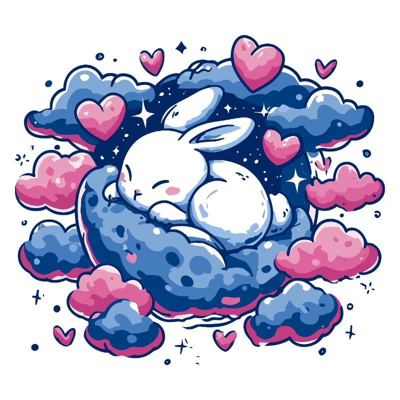 Moondream bunny on cloud heart