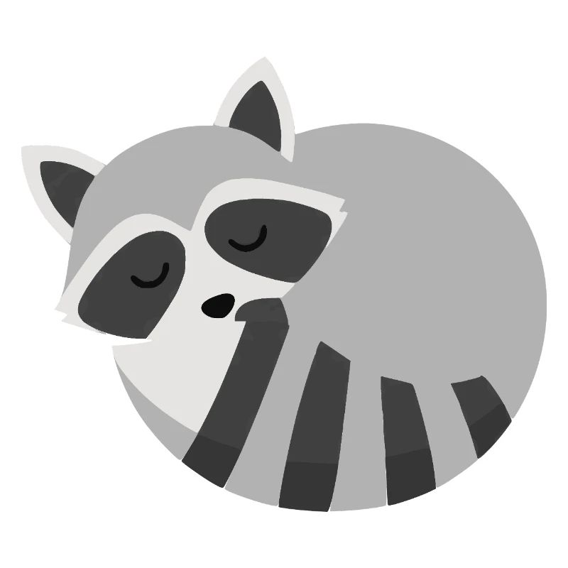 Style minimaliste de raton laveur endormi mignon