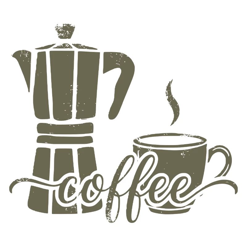 Coffee maker and cup of coffee