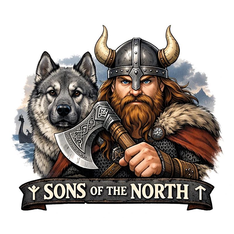 Viking avec un chien de chasse