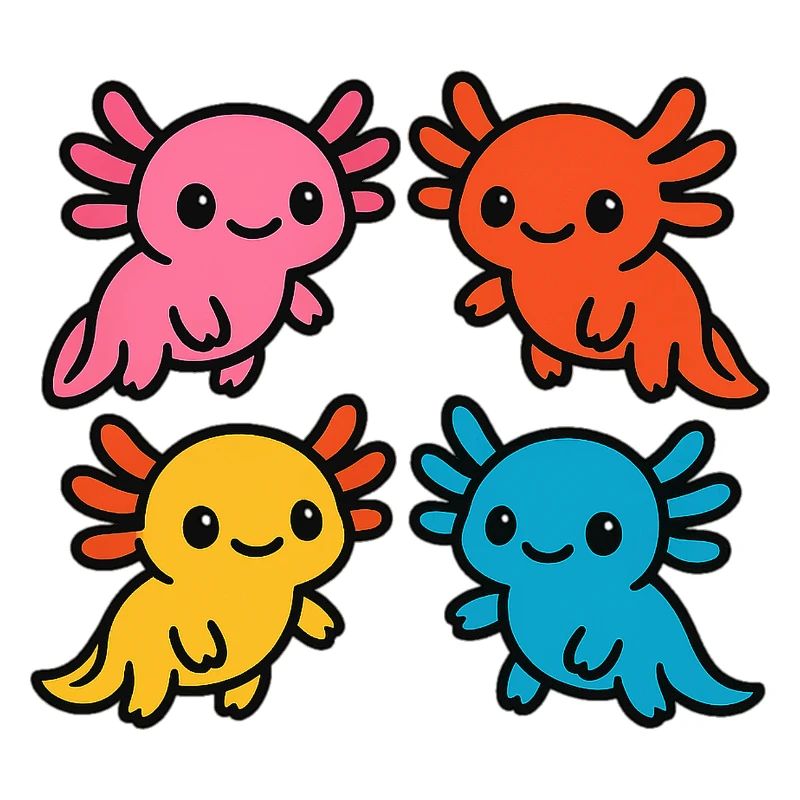 Mignonne Axolotl Couleurs Colorées Design mignon