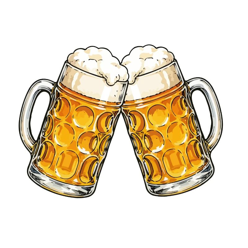 Zwei Bierkrüge stoßen an