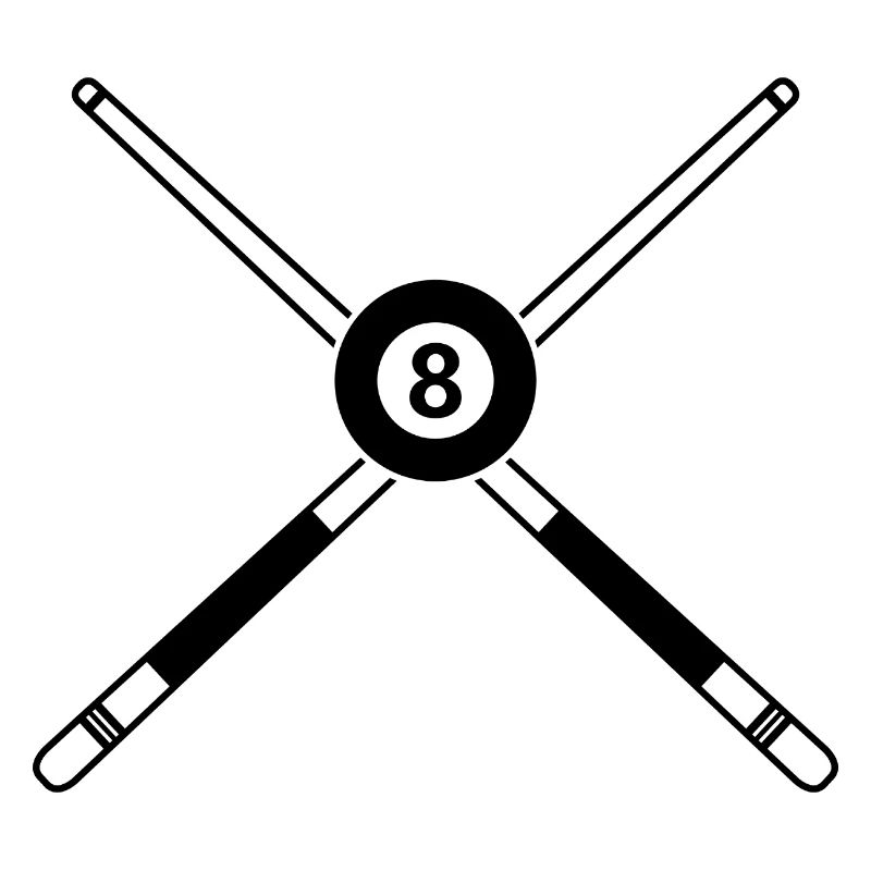Queue de huit billes croisées avec des bâtons de billard