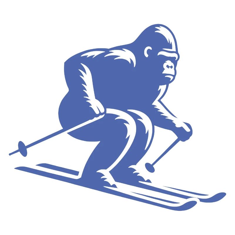 Monkey Gorilla Chimpanzee Ski Silhouette Design