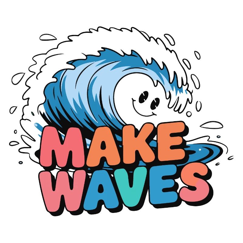 Vibrant Surf Wave with Make Waves Text