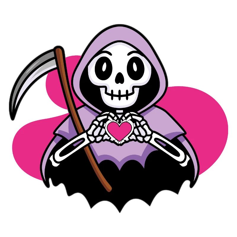Kawaii Grim Reaper with Heart