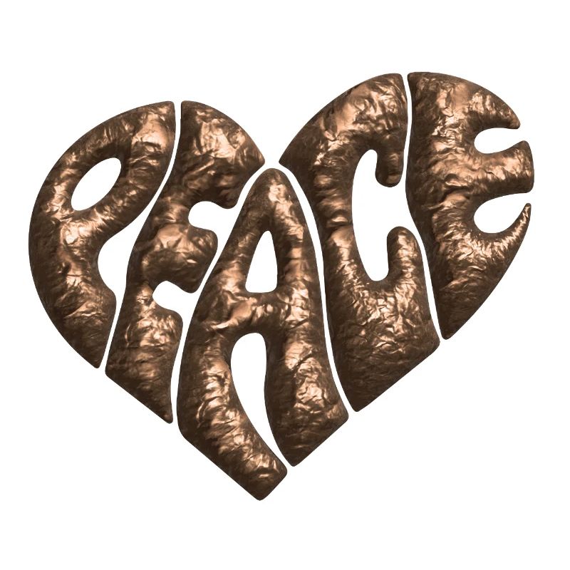 Peace Herz 3d Kupfer