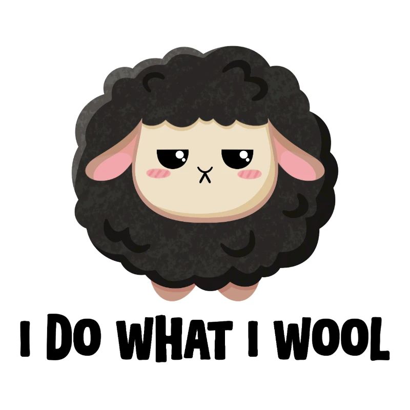 Cute black sheep grumpy with saying